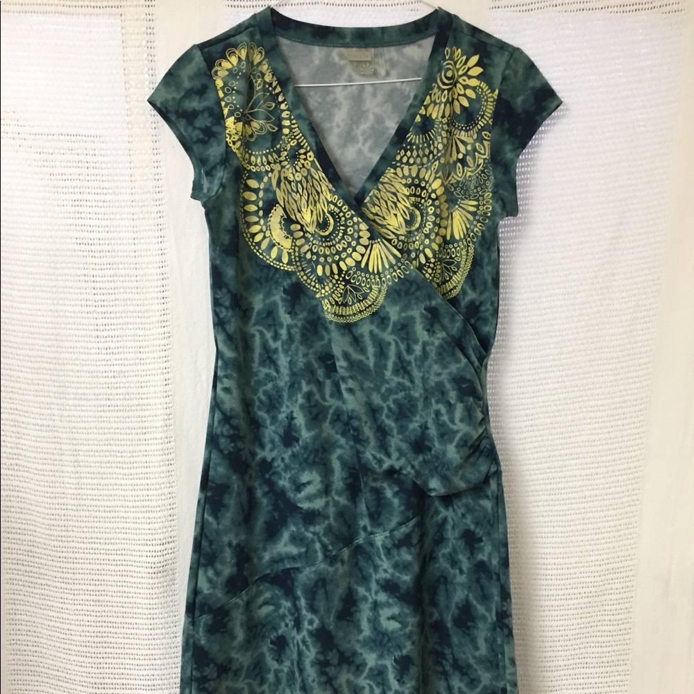 Athleta Nectar Tattooed Surplice Faux Wrap Dress